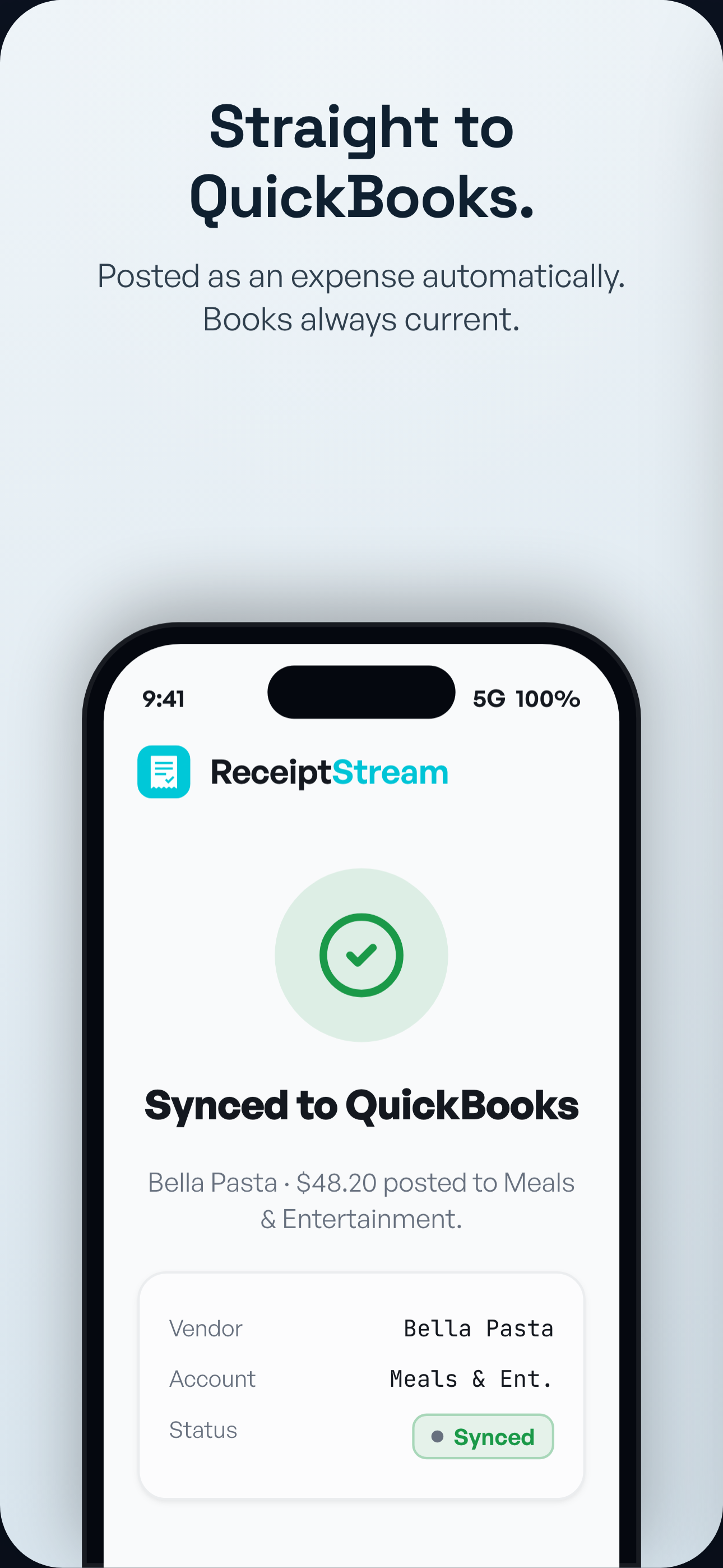 Straight to QuickBooks as an expense